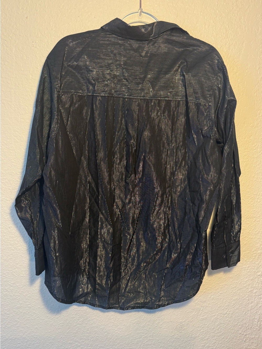 Gap Sheer Metallic Black Button-Up Top - Women's Evening Shirt - Picture 4 of 4